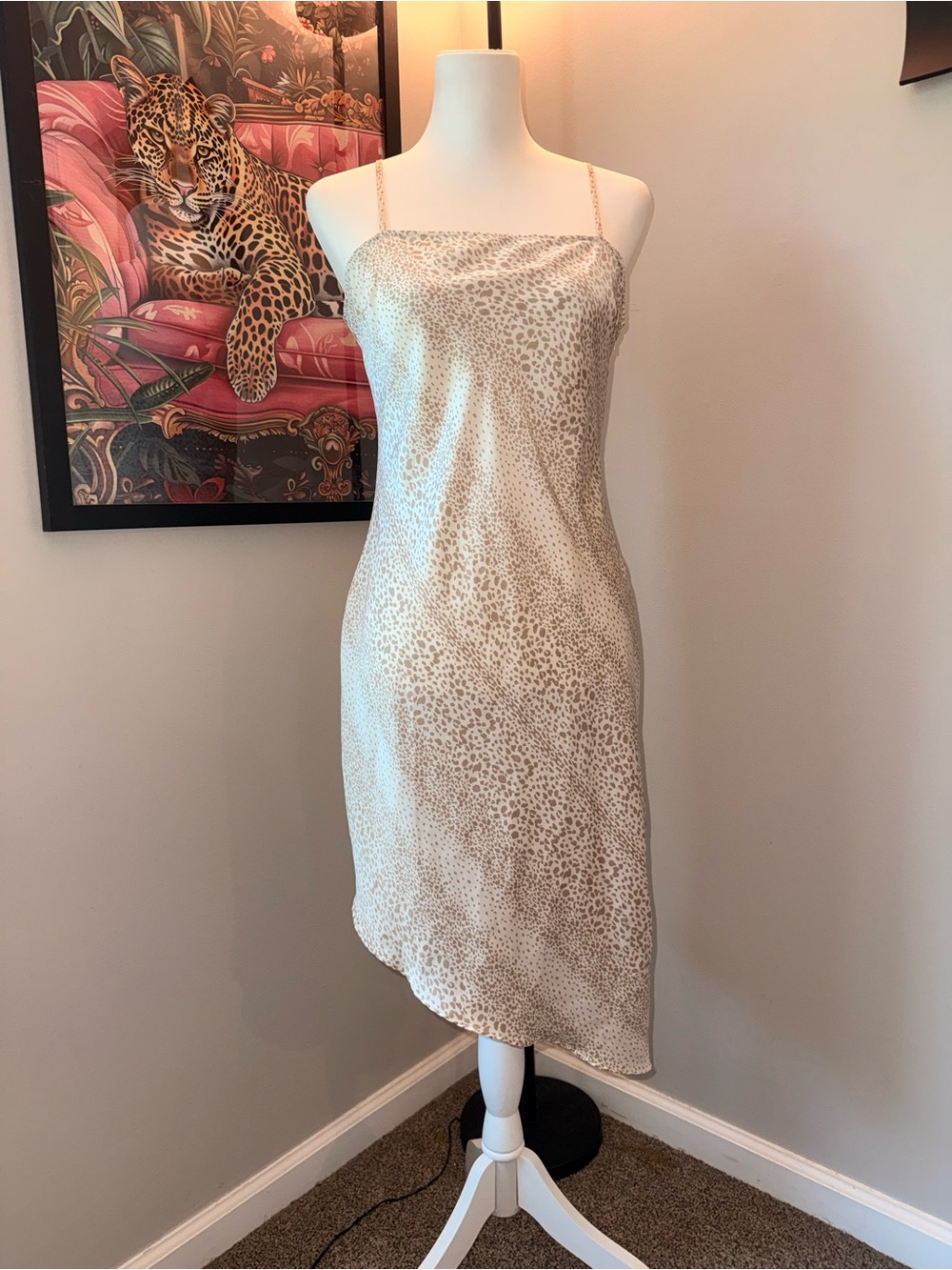 Forever 21 Neutral Leopard Print Slip Midi Dress